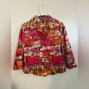 Gaudy Couture Colorful Button Down Blazer Jacket Top Women’s M